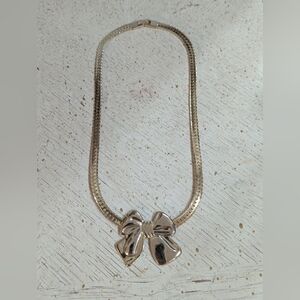 Vintage Elegant Gold Bow Pendant Necklace - Women Jewelry